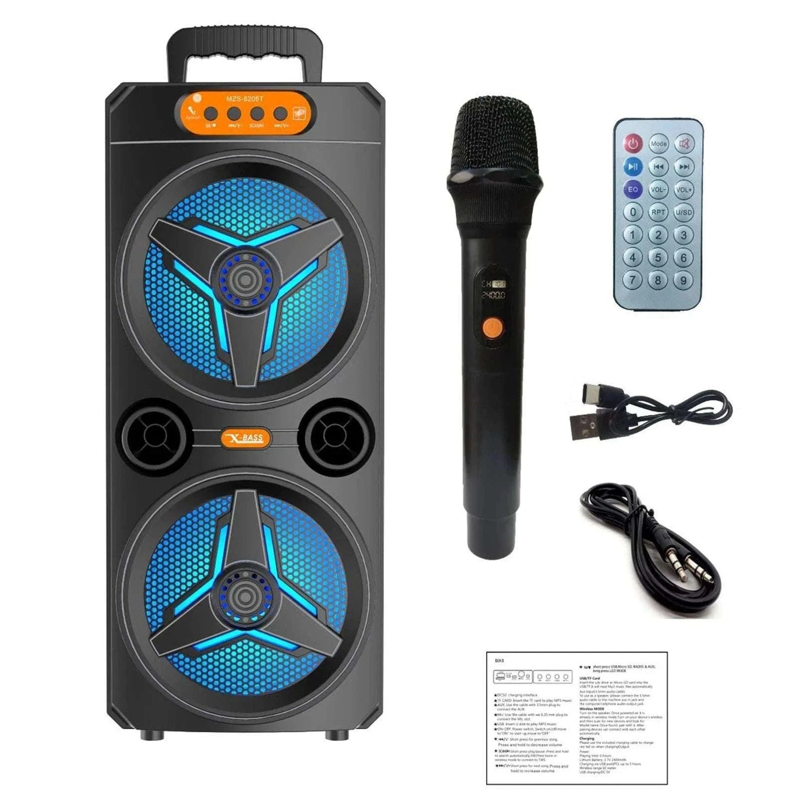 Wireless Bluetooth Speaker with Microphone for Parties and Outdoor Use-United States
