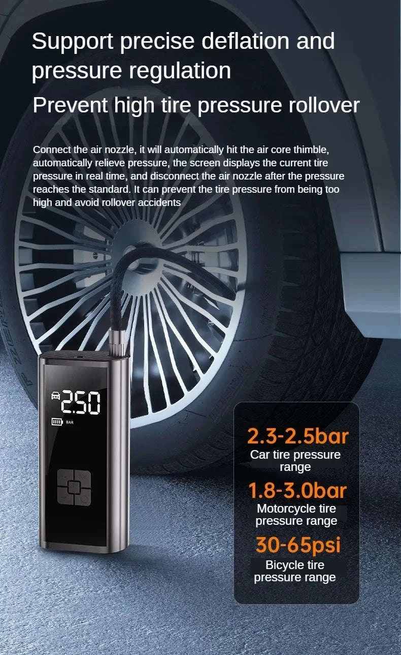 Wireless Car Air Pump Portable Tire Inflator with Digital Display-Wireless / Battery Powered / spain