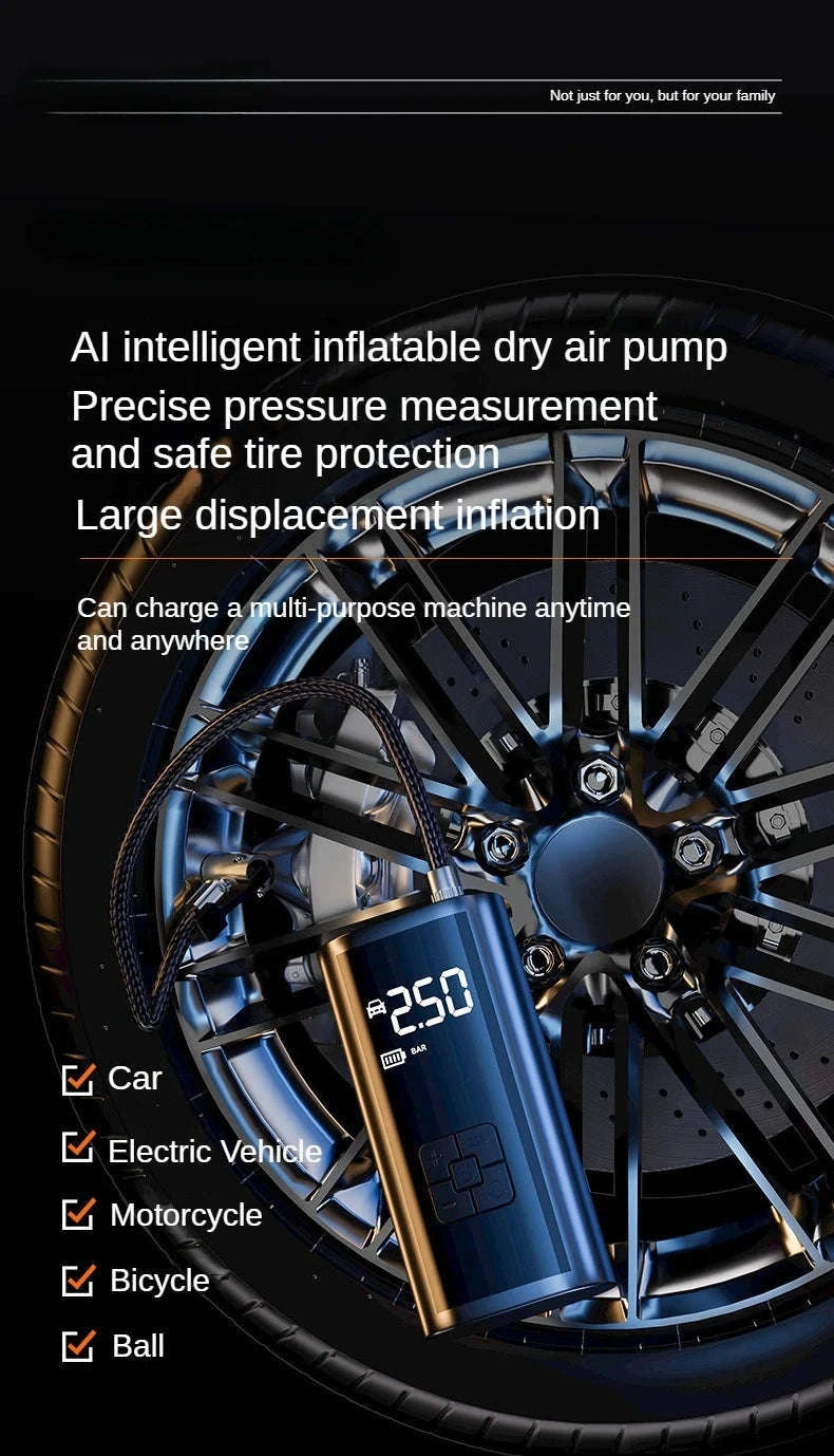 Wireless Car Air Pump Portable Tire Inflator with Digital Display-Wireless / Battery Powered / spain