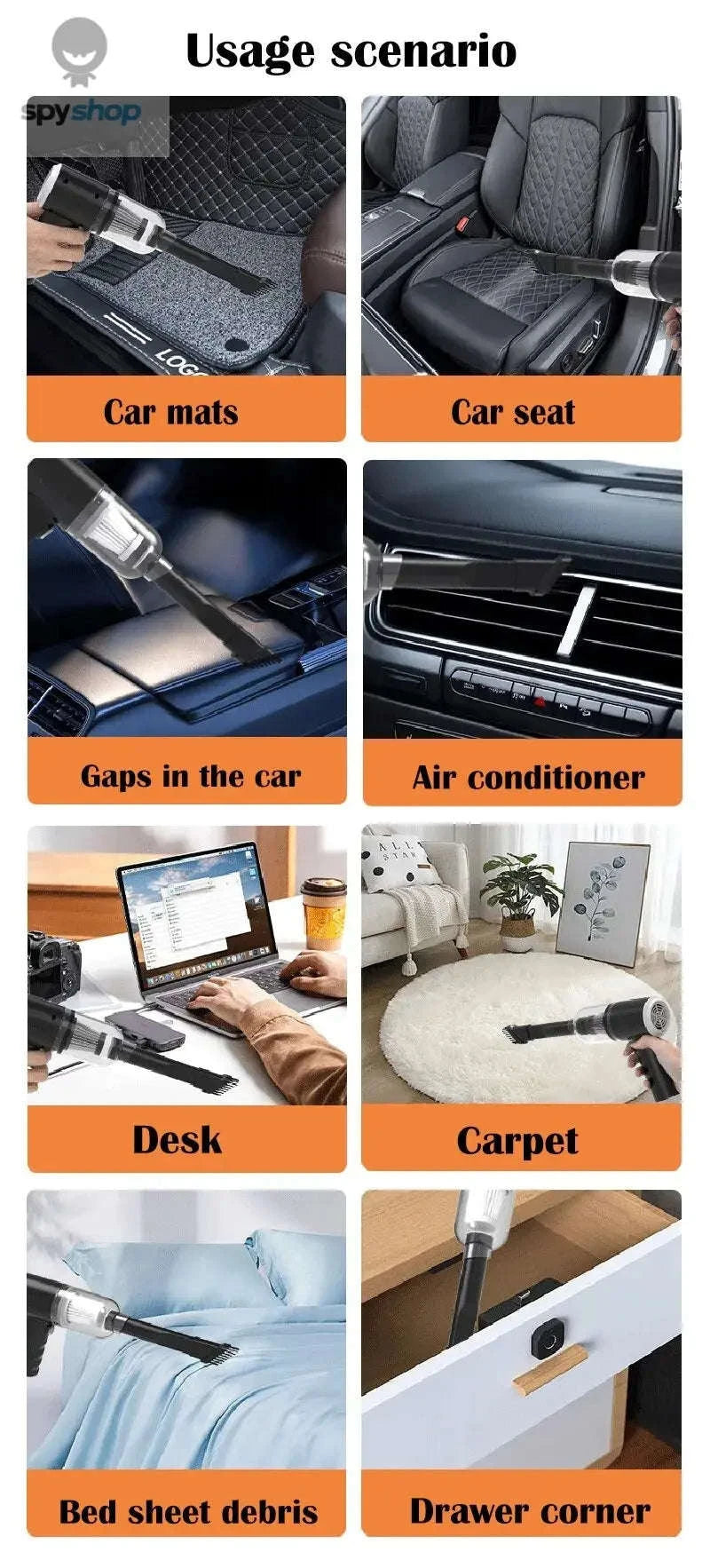 Wireless Car Vacuum – 9000Pa Suction, Cordless Cleaning Power-Default Title