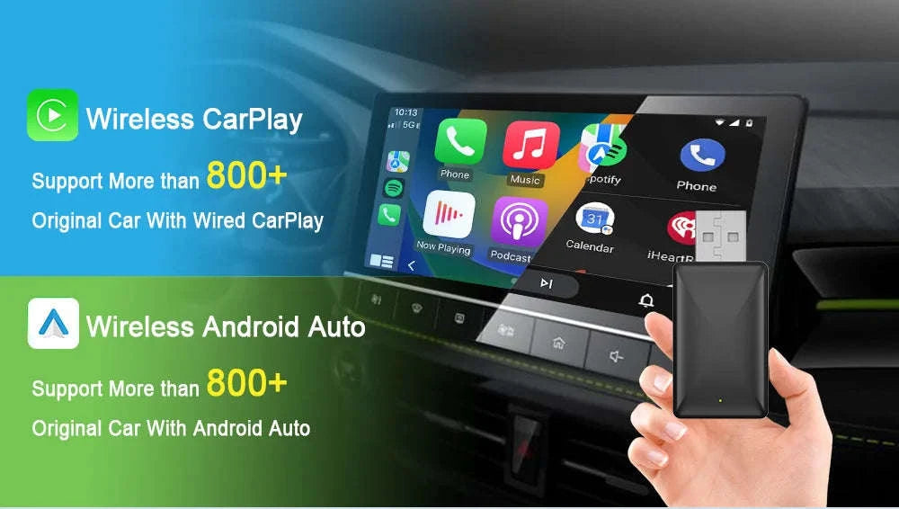 Wireless CarPlay & Android Auto 2‑in‑1 Smart Dongle-black / spain
