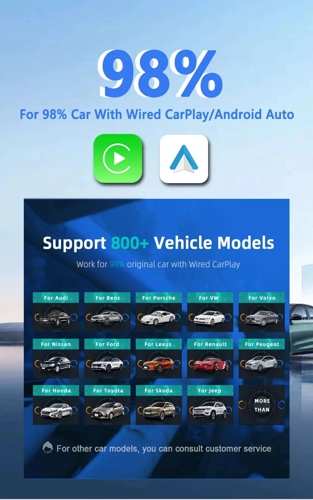 Wireless CarPlay & Android Auto 2‑in‑1 Smart Dongle-black / spain