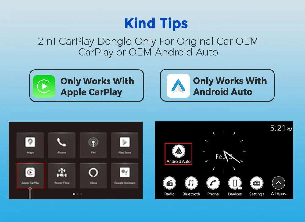 Wireless CarPlay & Android Auto 2‑in‑1 Smart Dongle-black / spain