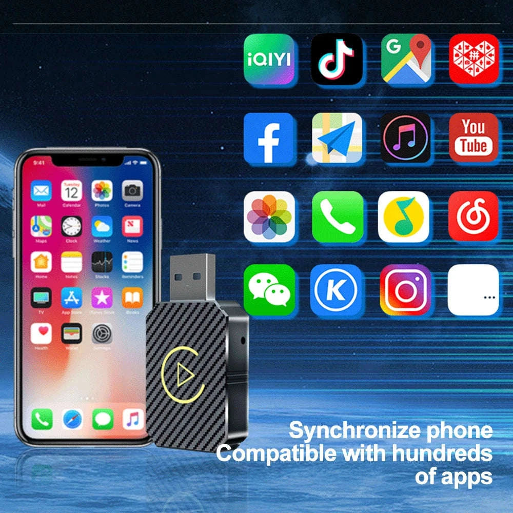 Wireless CarPlay Android Auto Adapter – 2‑in‑1 Plug & Play Upgrade-black