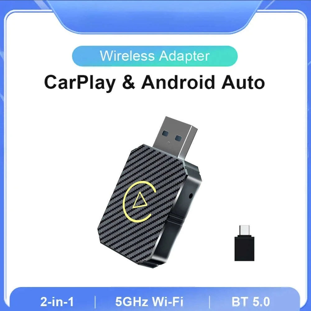 Wireless CarPlay Android Auto Adapter – 2‑in‑1 Plug & Play Upgrade-black