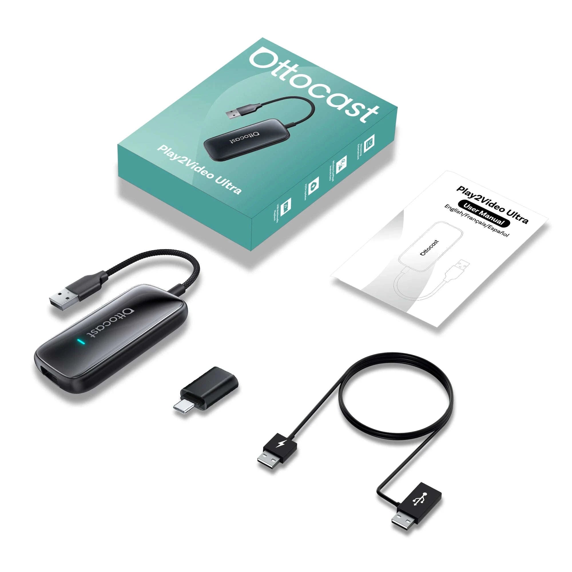 Wireless CarPlay & Android Auto AI Box with Streaming Apps for Cars-Play2Video Ultra