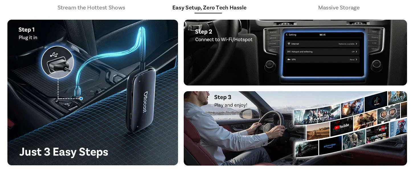 Wireless CarPlay & Android Auto AI Box with Streaming Apps for Cars-Play2Video Ultra
