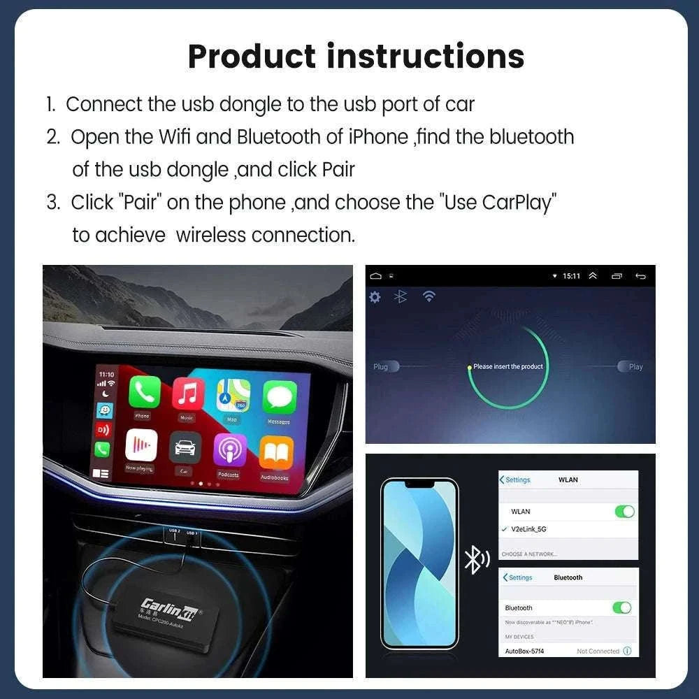 Wireless CarPlay & Android Auto USB Adapter for Android Head Units-CCPA With Mic / China Mainland