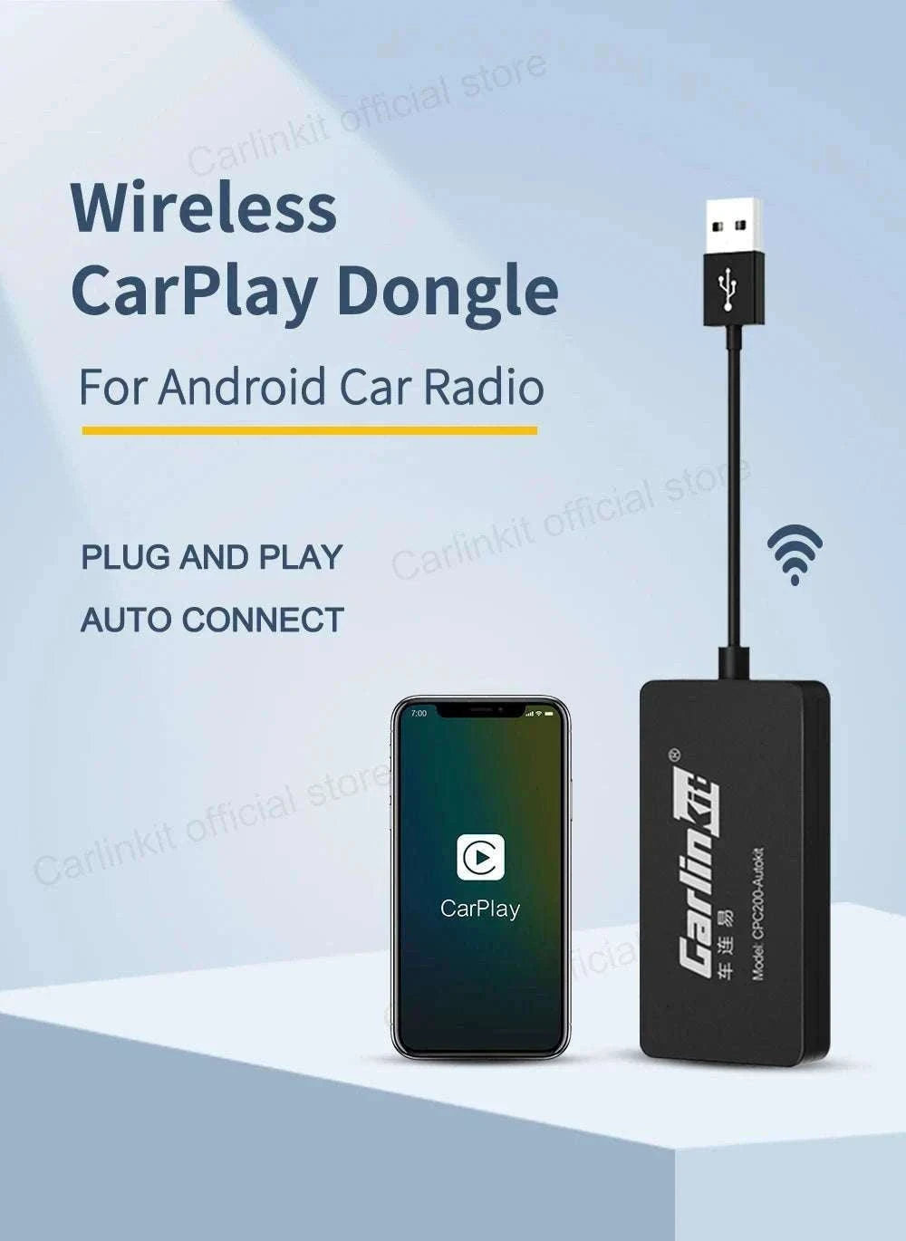 Wireless CarPlay & Android Auto USB Adapter for Android Head Units-CCPA With Mic / China Mainland