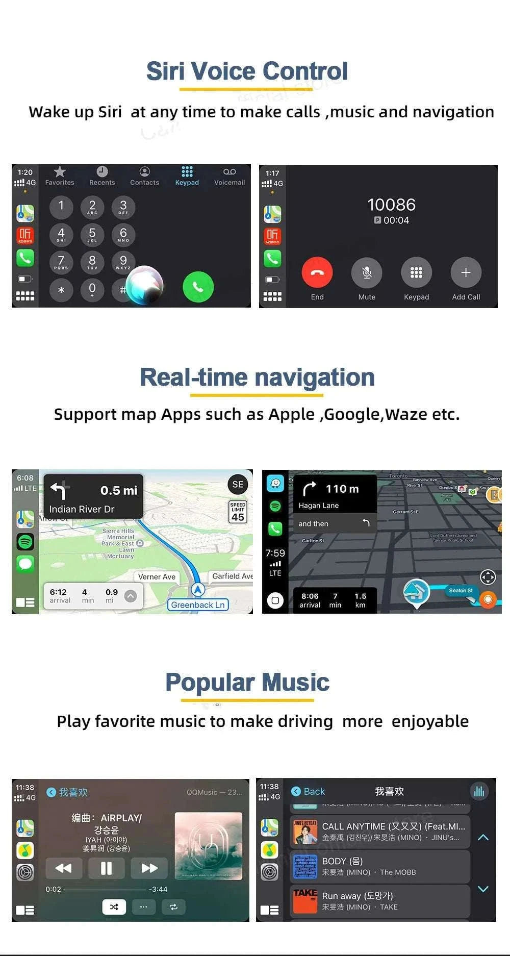 Wireless CarPlay & Android Auto USB Adapter for Android Head Units-CCPA With Mic / China Mainland