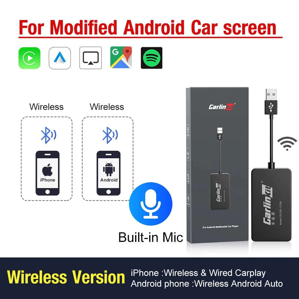 Wireless CarPlay & Android Auto USB Adapter for Android Head Units-CCPM MINI Black / spain
