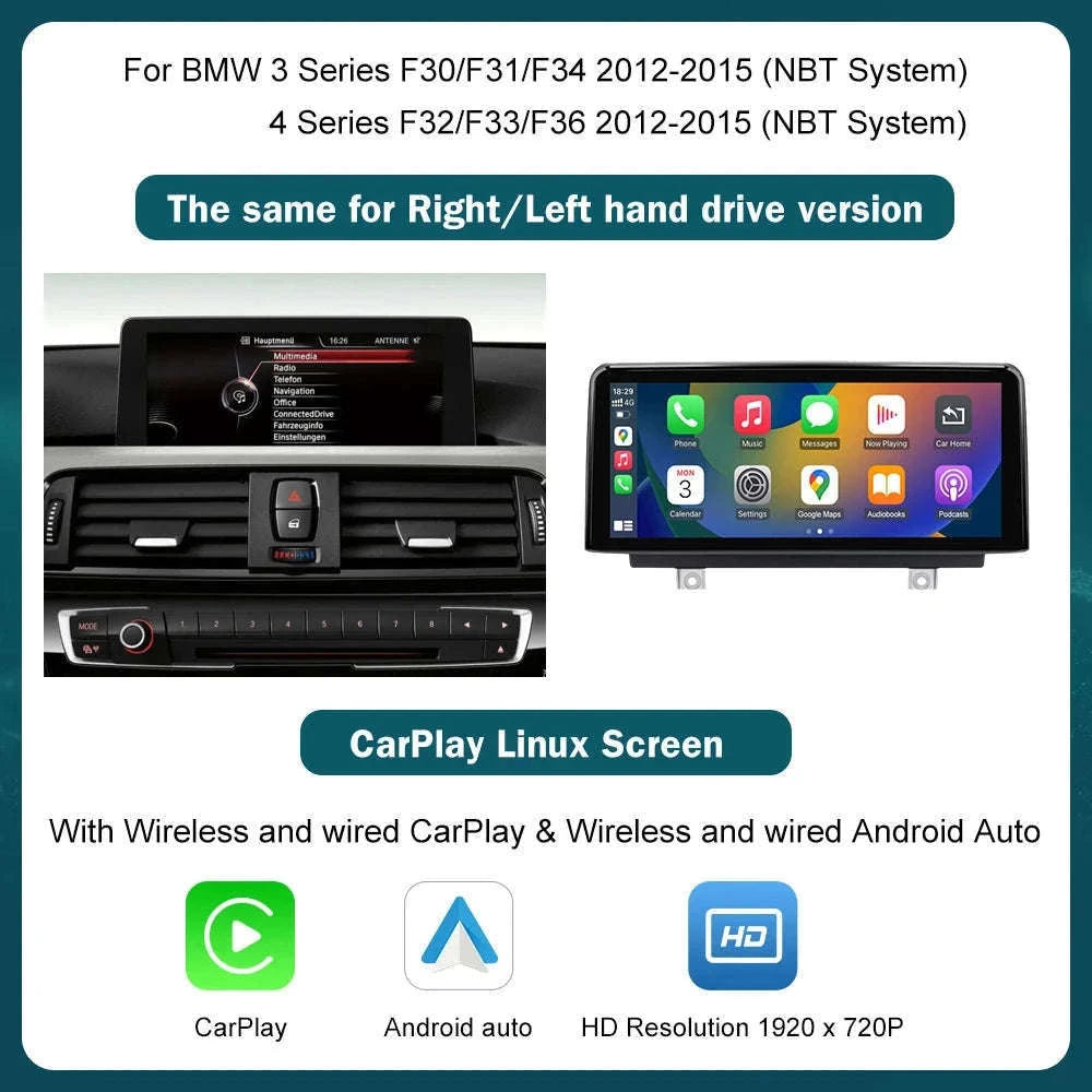 Wireless CarPlay Display for BMW 1, 2, 3 and 4 Series-12.3 RHD F30 NBT / UNITED KINGDOM