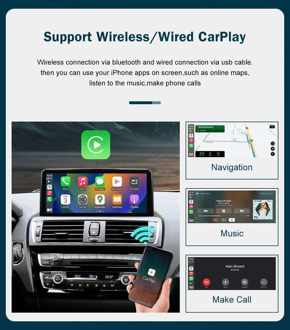Wireless CarPlay Display for BMW 1, 2, 3 and 4 Series-12.3 RHD F30 NBT / UNITED KINGDOM