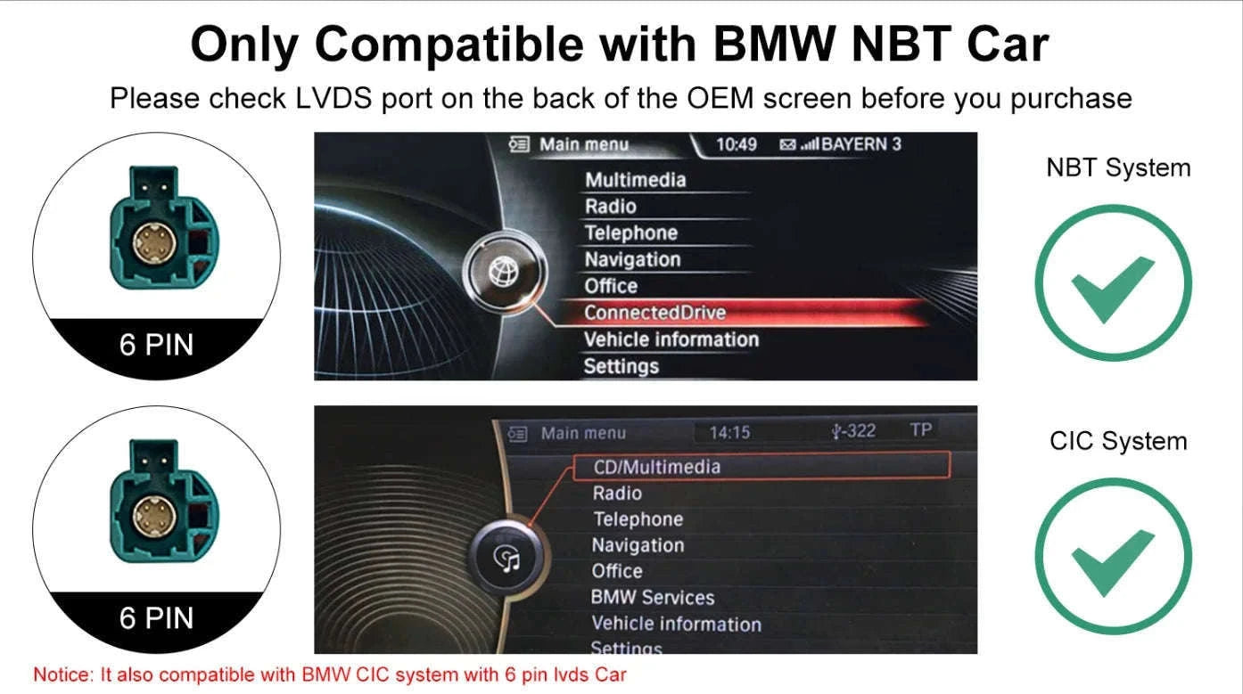 Wireless CarPlay Display for BMW 1, 2, 3 and 4 Series-12.3 RHD F30 NBT / UNITED KINGDOM