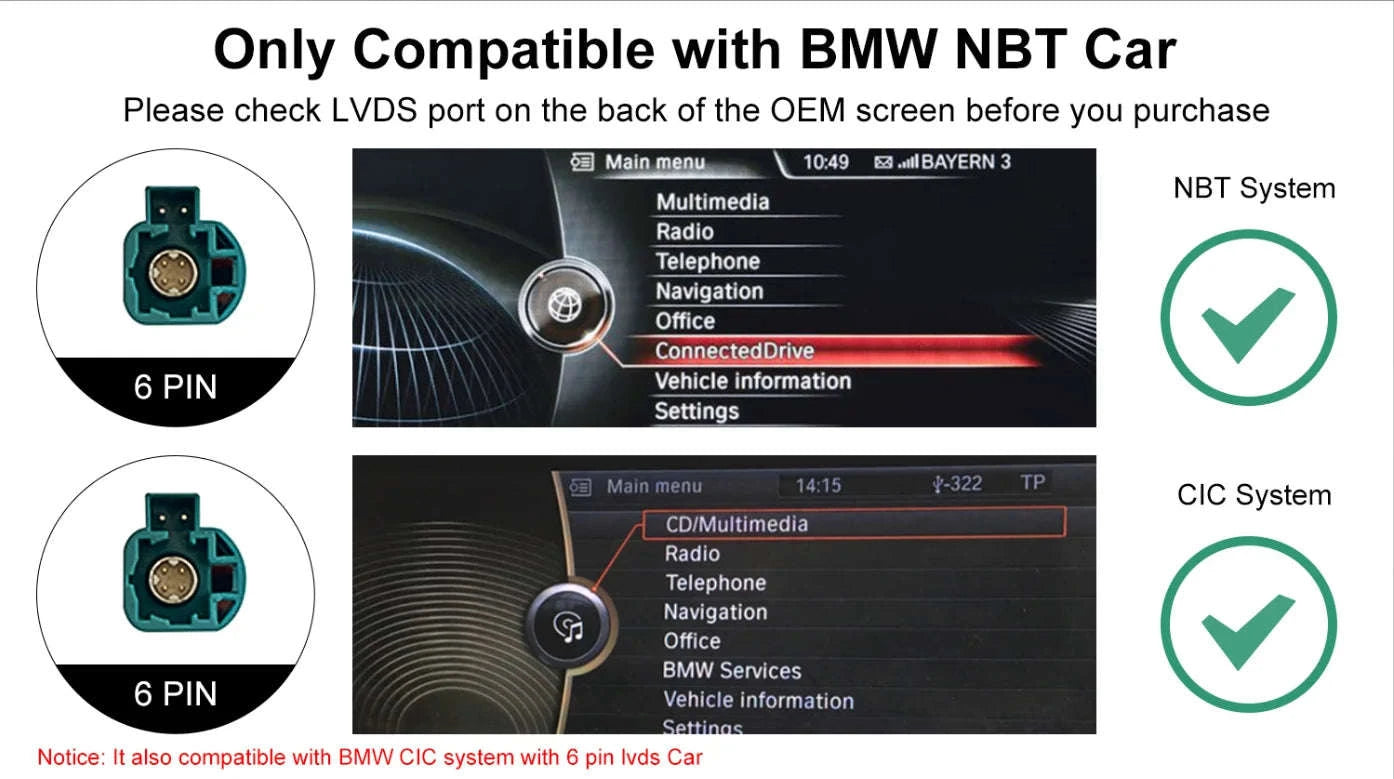 Wireless CarPlay Display for BMW 1–4 Series-12.3 RHD F30 NBT / UNITED KINGDOM