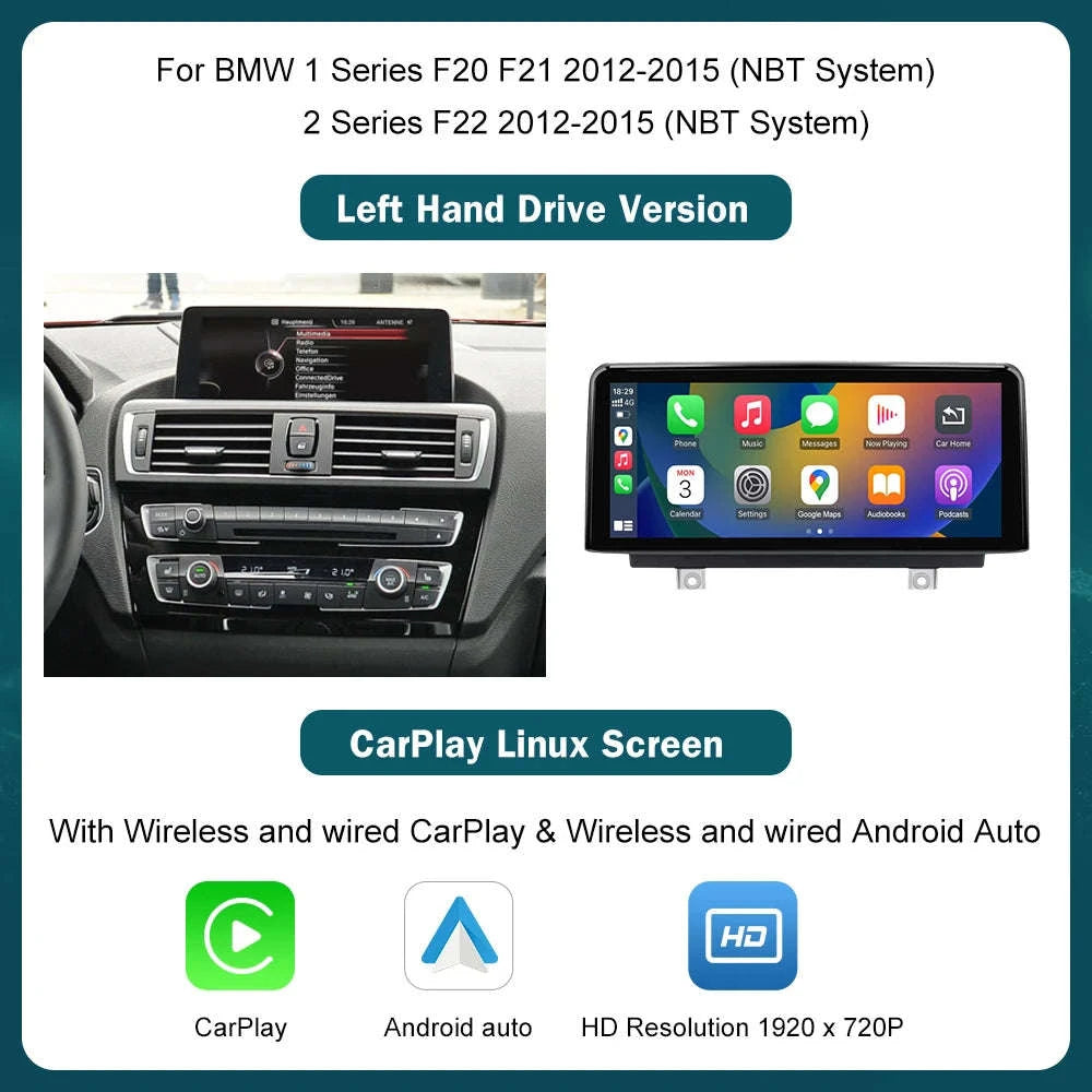 Wireless CarPlay Display for BMW 1–4 Series-12.3 RHD F30 NBT / UNITED KINGDOM
