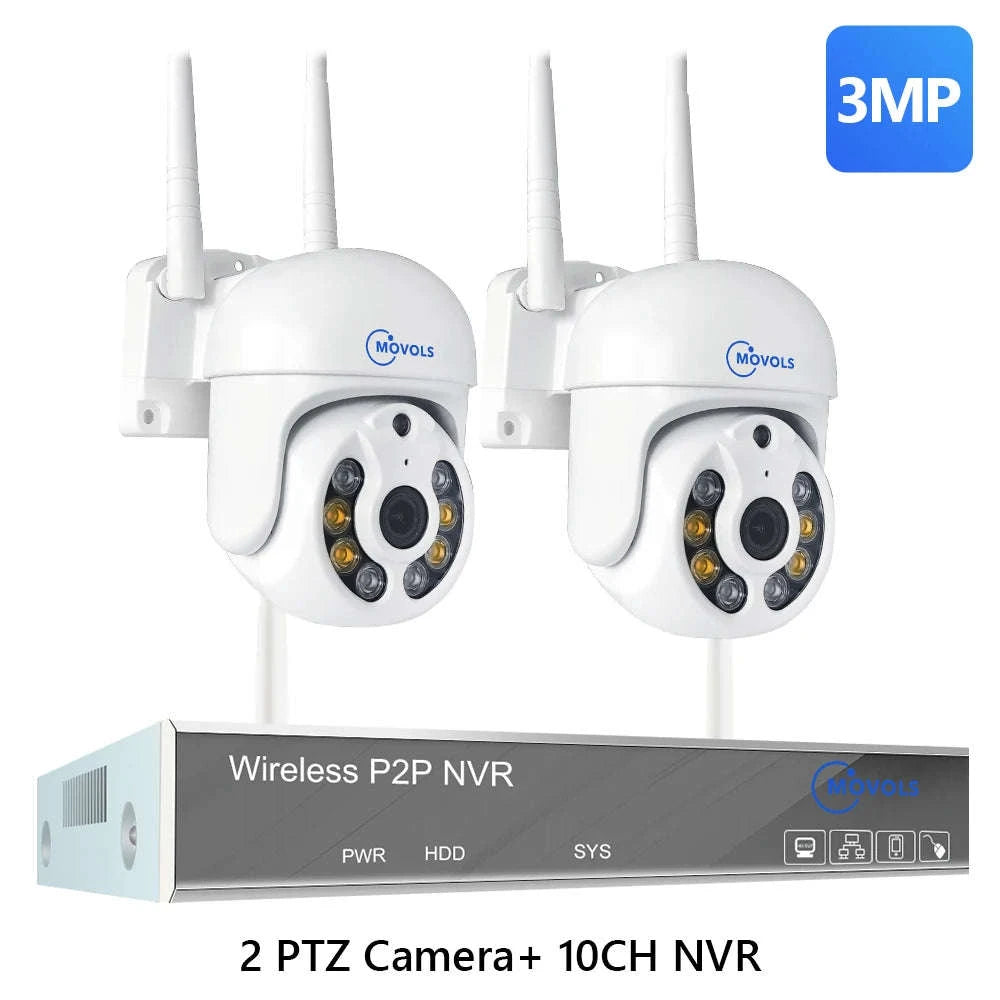 Wireless CCTV System PTZ Security Camera Kit with Two-Way Audio-10CH 5MP With 2 PTZ / spain / 2T