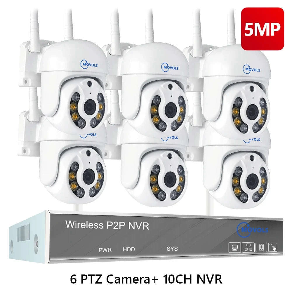 Wireless CCTV System PTZ Security Camera Kit with Two-Way Audio-10CH 5MP With 2 PTZ / spain / 2T
