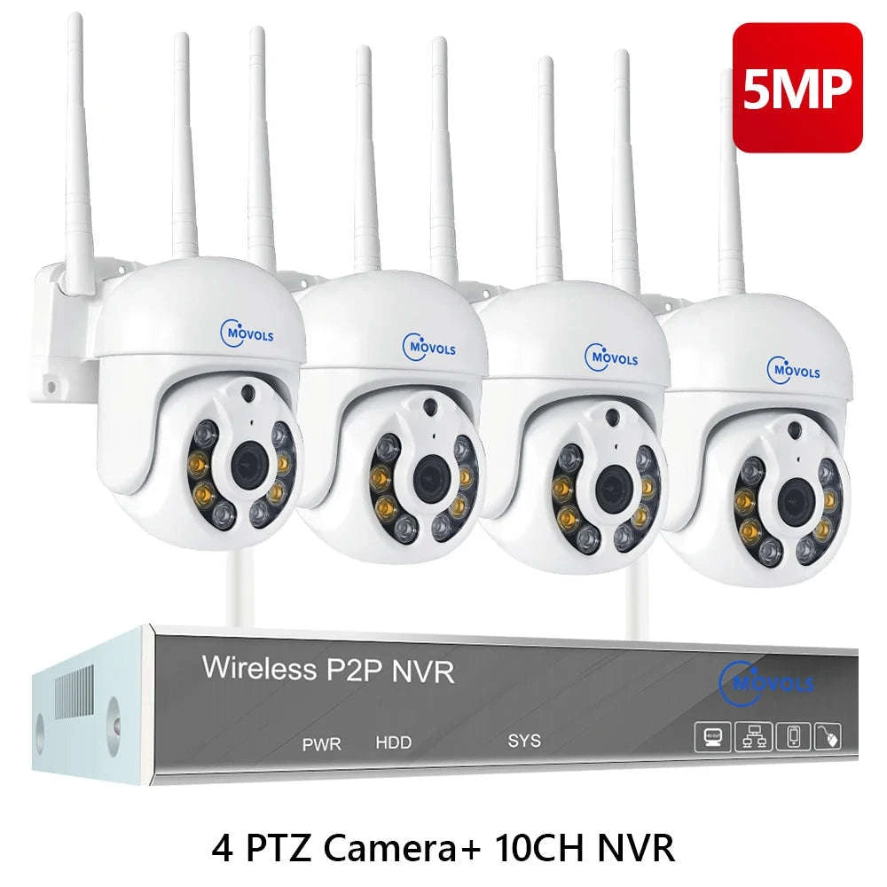 Wireless CCTV System PTZ Security Camera Kit with Two-Way Audio-10CH 5MP With 2 PTZ / spain / 2T