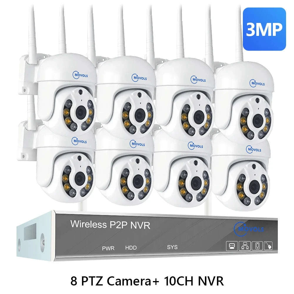 Wireless CCTV System PTZ Security Camera Kit with Two-Way Audio-10CH 5MP With 2 PTZ / spain / 2T