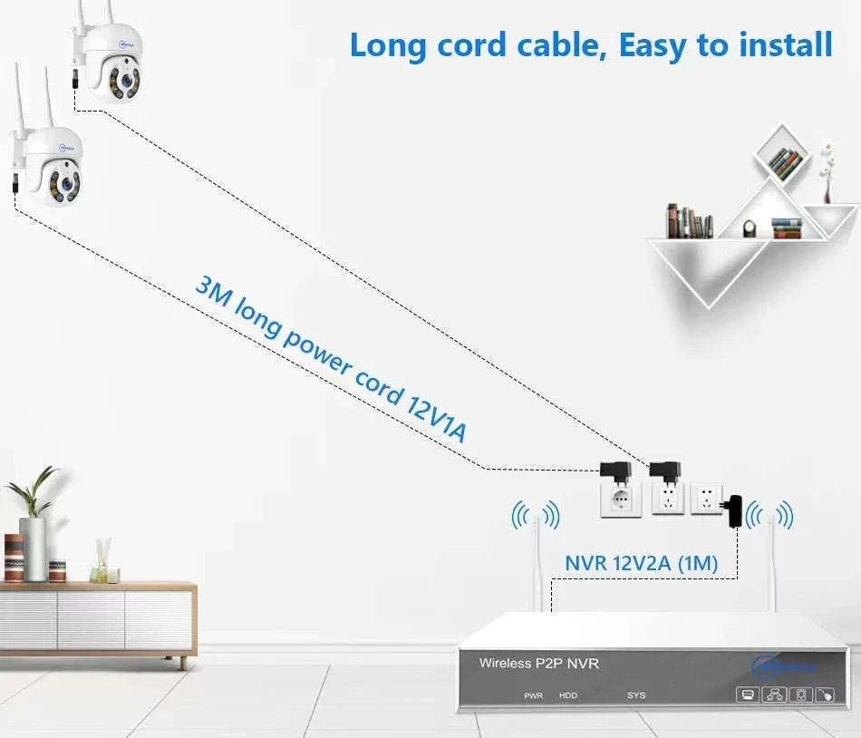 Wireless CCTV System PTZ Security Camera Kit with Two-Way Audio-10CH 5MP With 2 PTZ / spain / 2T