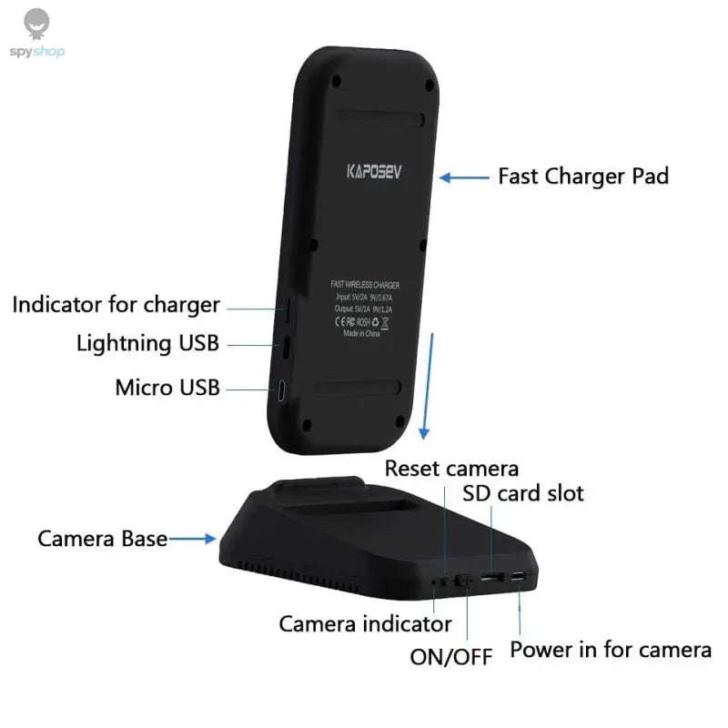Wireless Charger with Hidden Wi-Fi Camera – Secutek MDC-KP01-Default Title