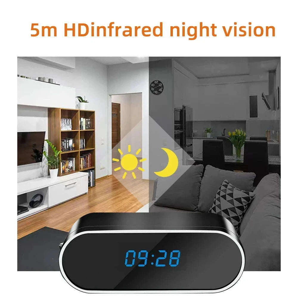 Wireless Clock Camera 1080P with WiFi, Motion Detection and Night Vision-Add 128GB card / China Mainland