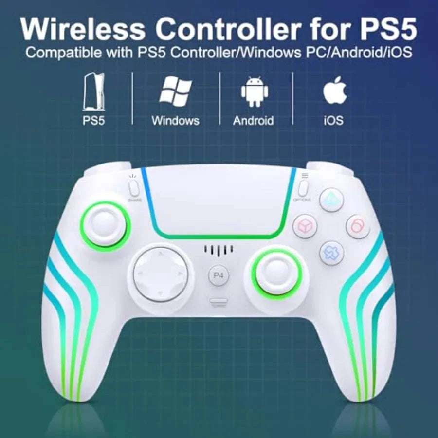 Wireless Controller with RGB Lighting for Console, PC and Mobile-United States / white