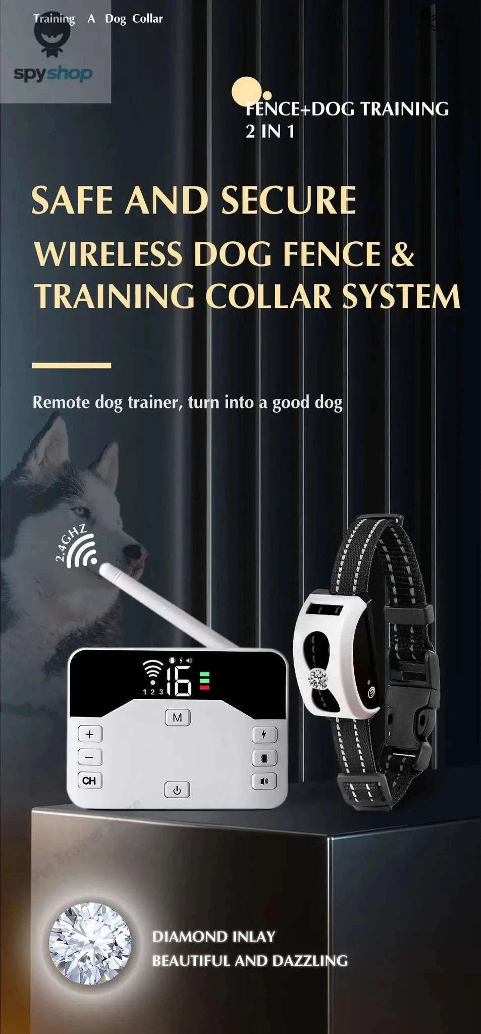 Wireless Dog Fence and Training Collar System with Adjustable Radius-For 2 dogs