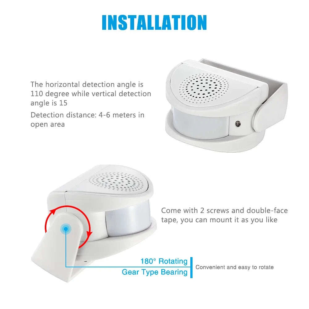 Wireless Door Chime with PIR Motion Sensor for Shop & Home Security-Default Title