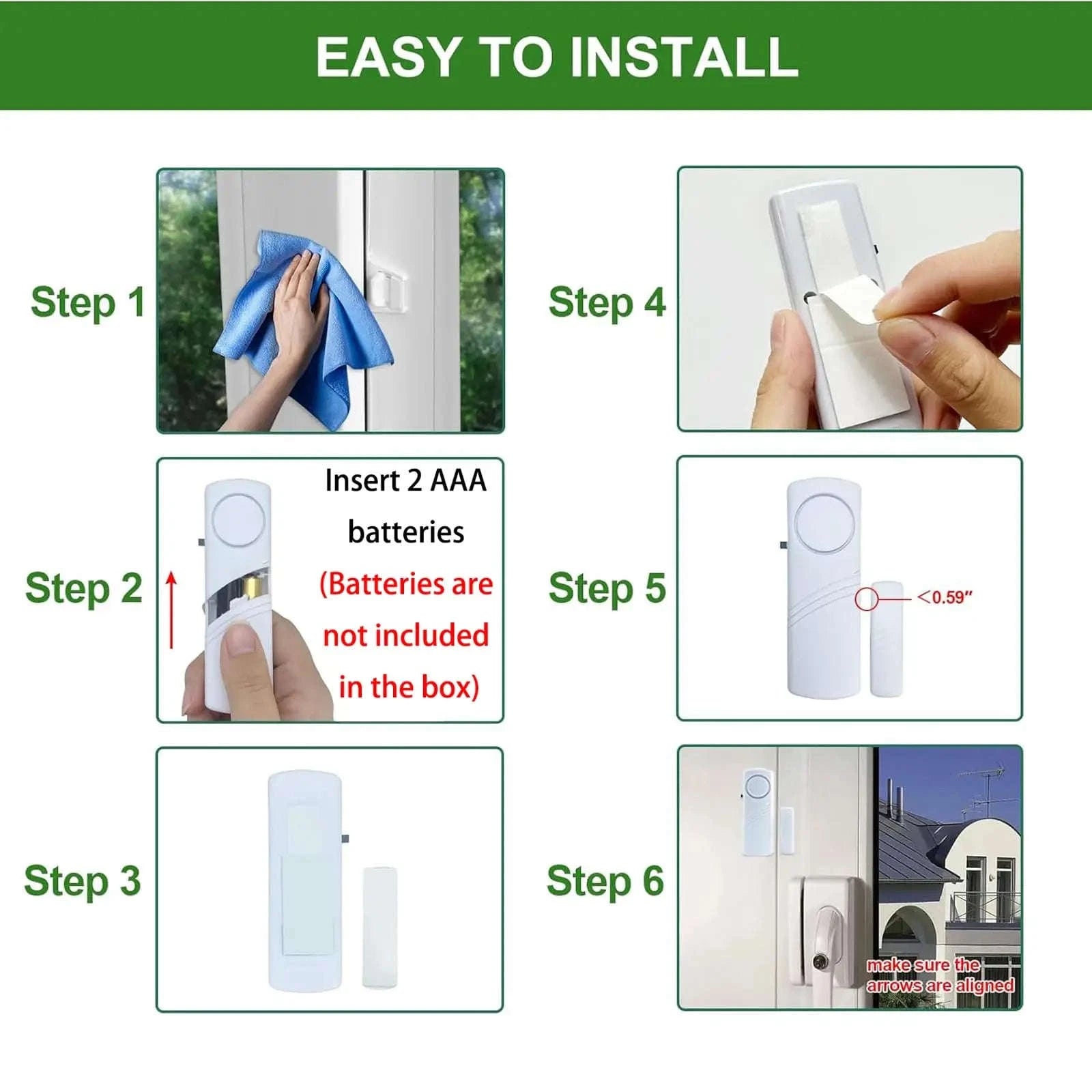 Wireless Door Window Sensor Alarm 95dB Anti-Theft Contact-10pcs door sensor / United States