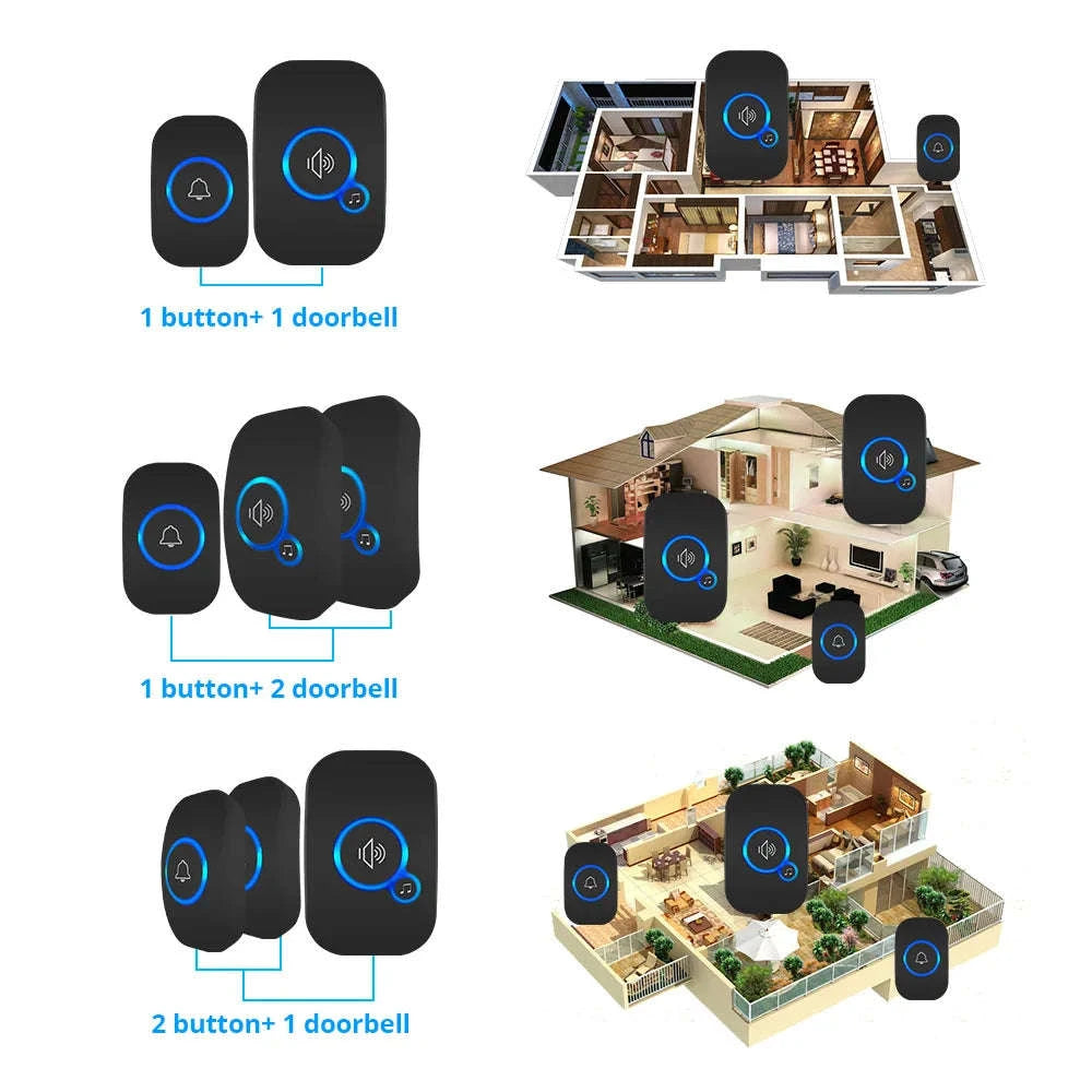 Wireless Doorbell with 32 Ringtones and 4 Volume Levels-1 receiver 1 button / United States