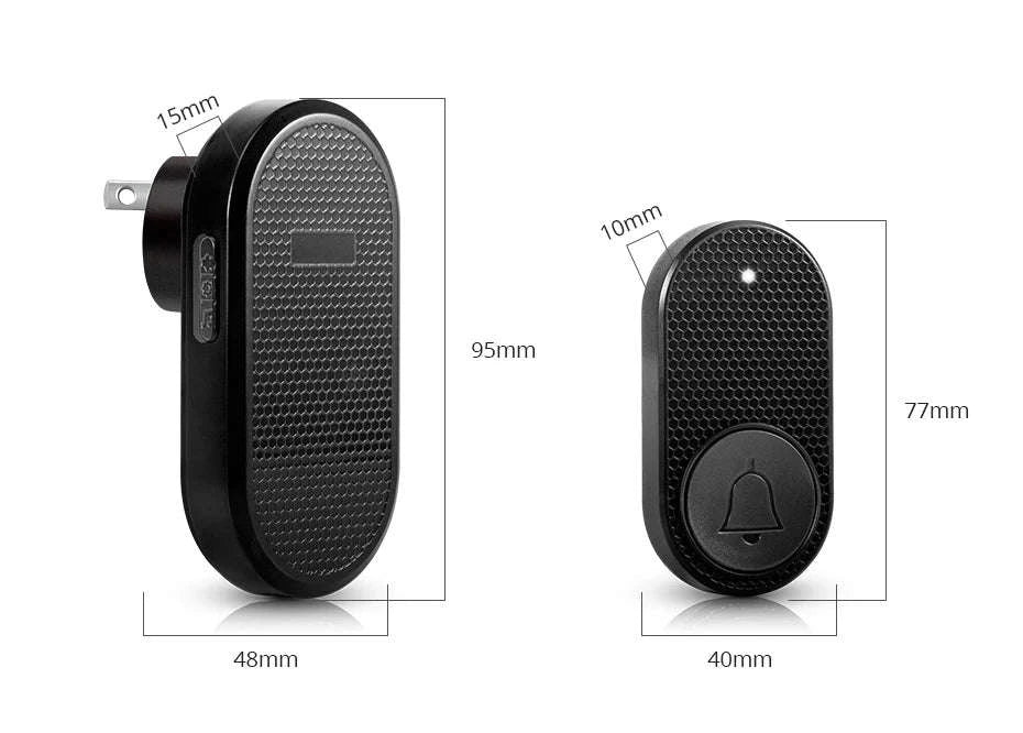 Wireless Doorbell with 33 Chimes, 4 Volume Levels, 150m Range-2 button 2 doorbell / United States