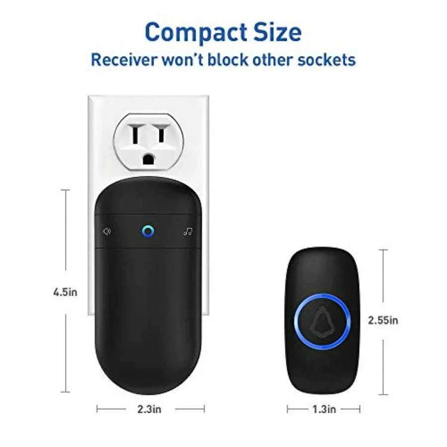 Wireless Doorbell with 52 Chimes and 110dB Loud Plug-In Receiver-United States / Black