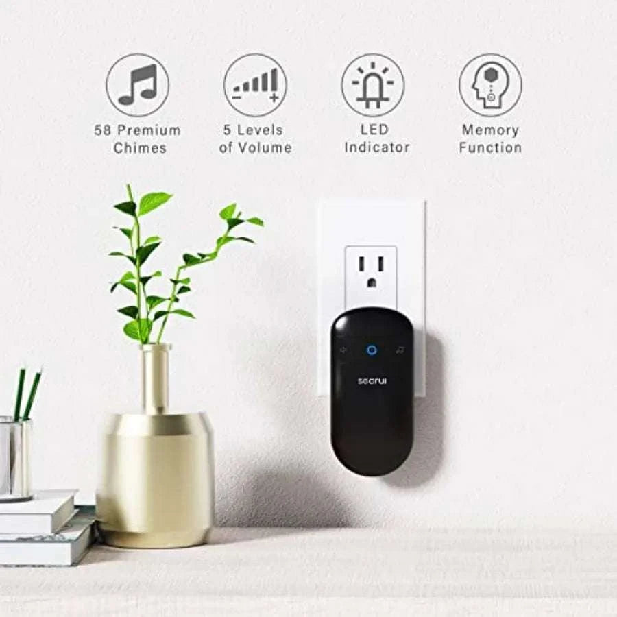 Wireless Doorbell with 52 Chimes and 110dB Loud Plug-In Receiver-United States / Black