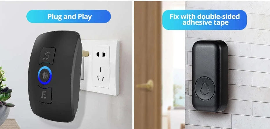 Wireless Doorbell with 60 Chimes, 500ft Range, Waterproof Button-2receiver 1button-b / United States