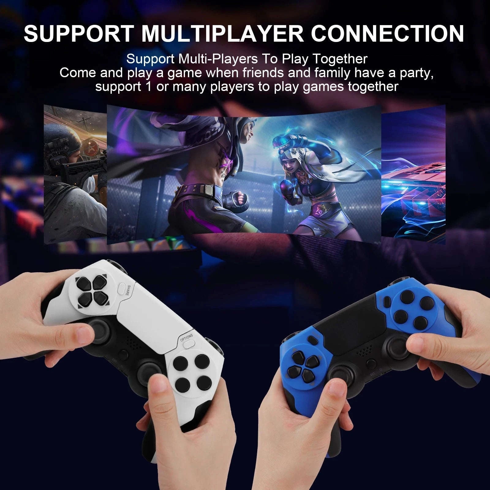 Wireless Dual Vibration Game Controller for Console and PC with 6-Axis Gyroscope-White / United States