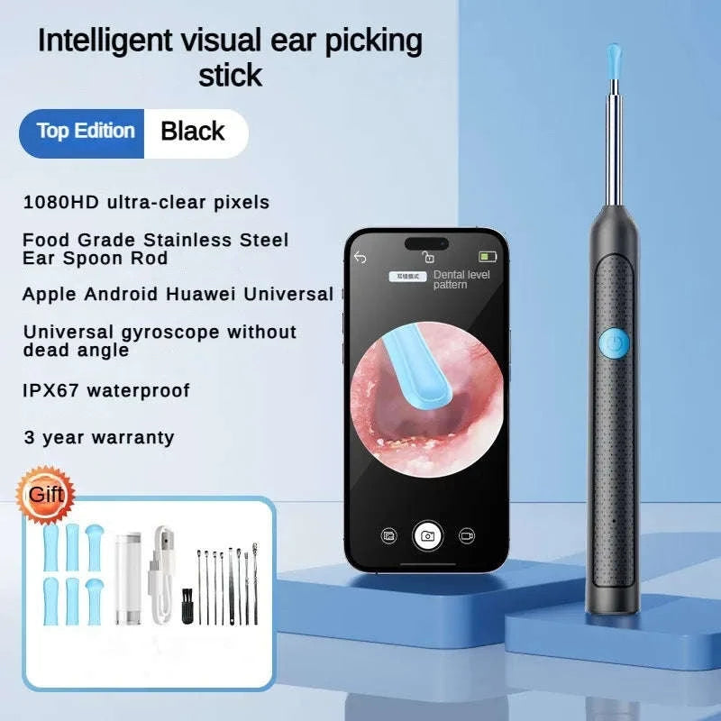 Wireless Ear Cleaner with Camera – Visual Ear Wax Removal Tool-White 9-piece set