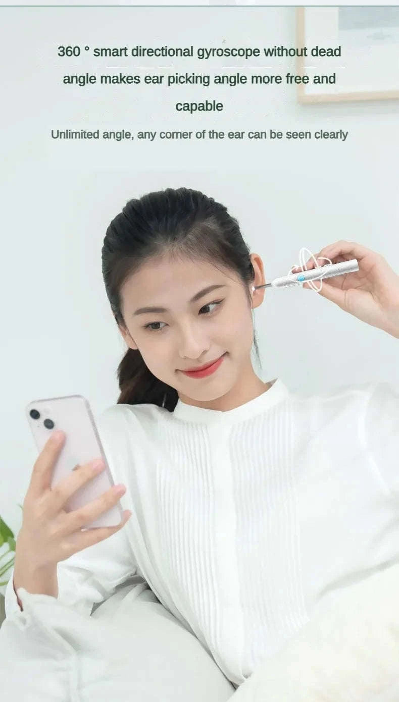 Wireless Ear Cleaner with Camera – Visual Ear Wax Removal Tool-White 9-piece set