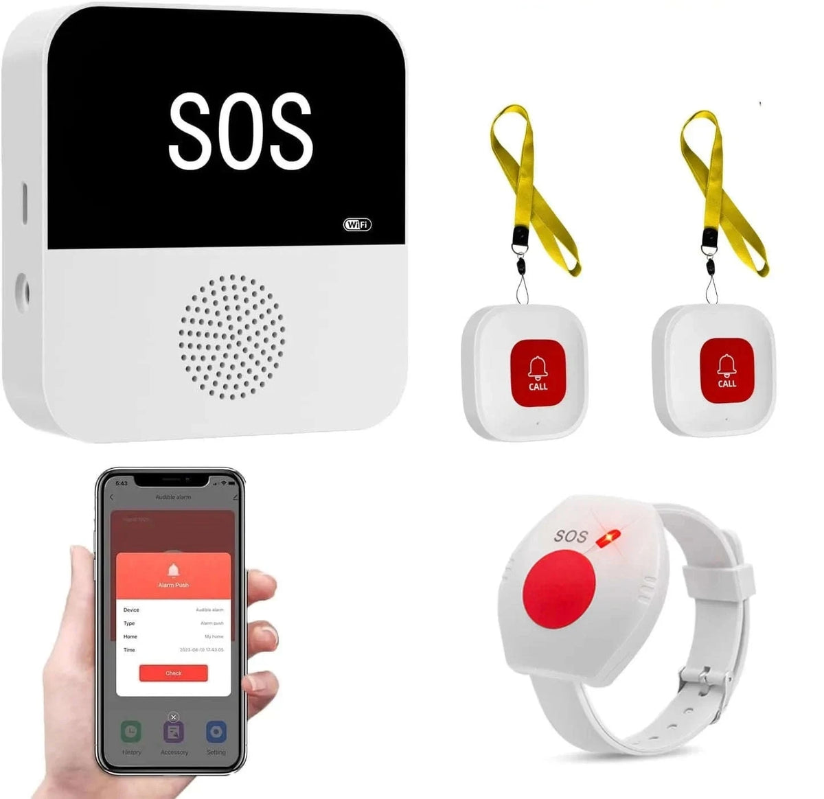 Wireless Elderly Care Pager System for Fast SOS Alerts-Host And 3SOS