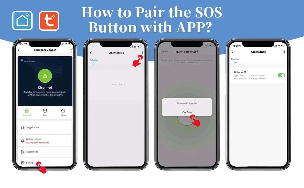 Wireless Elderly Care Pager System for Fast SOS Alerts-Host And 3SOS