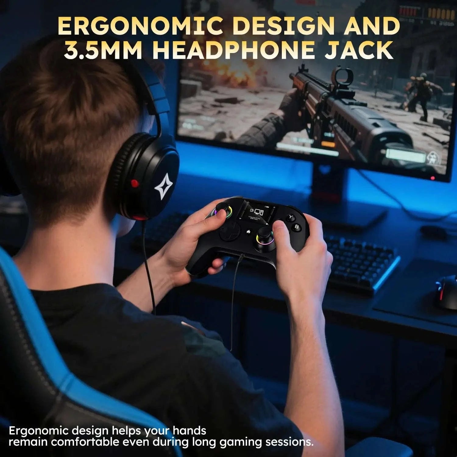 Wireless Gaming Controller with Interactive Screen-black / United States