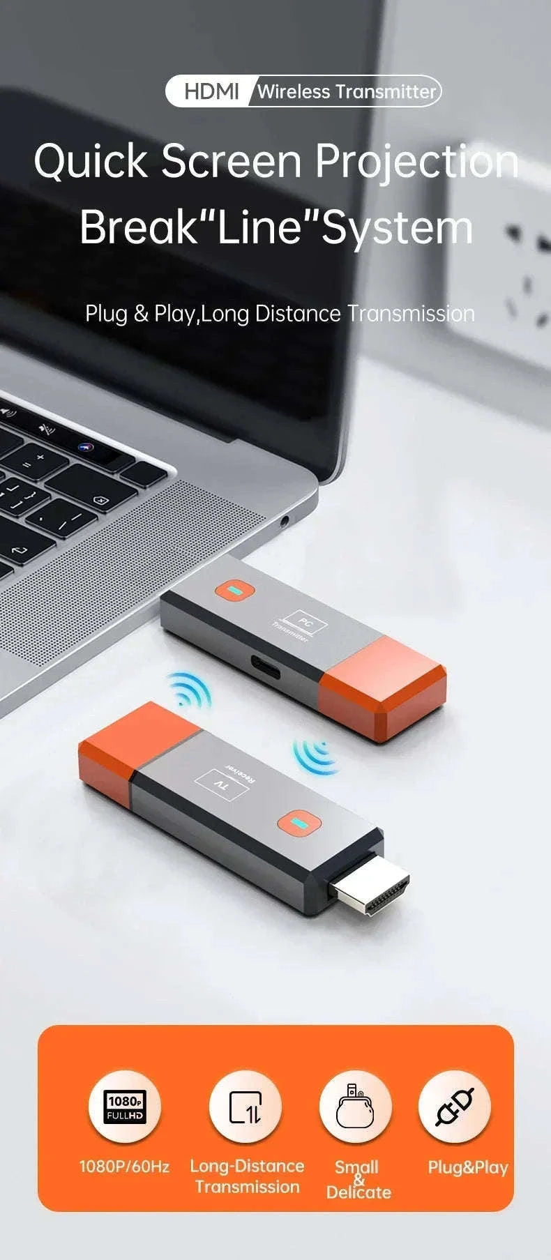 Wireless HDMI Extender Kit for Cable-Free 1080P Streaming-ONLY TX