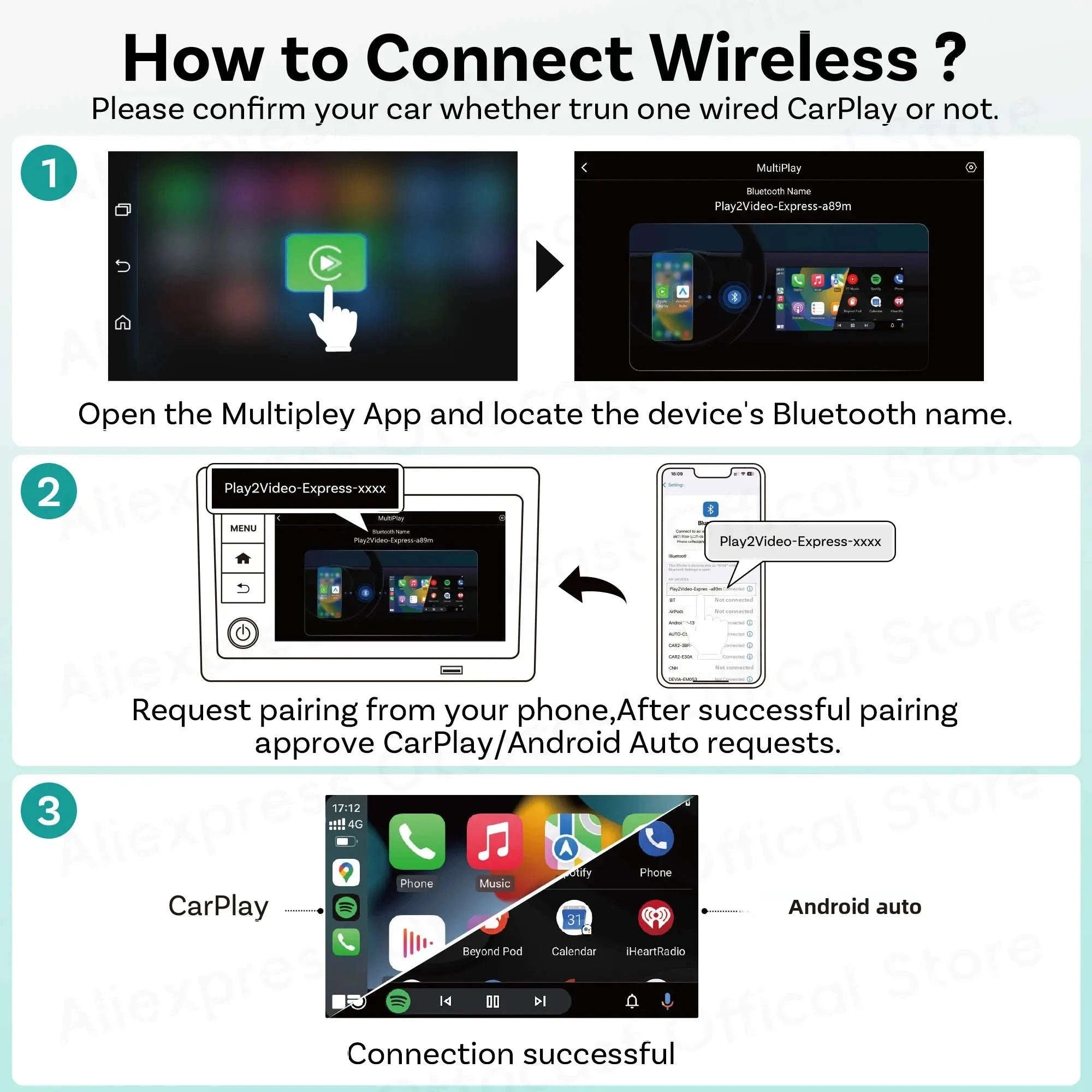 Wireless In-Car Phone Adapter with Pre-Installed Video Apps-515T2 YQK2 / 16G