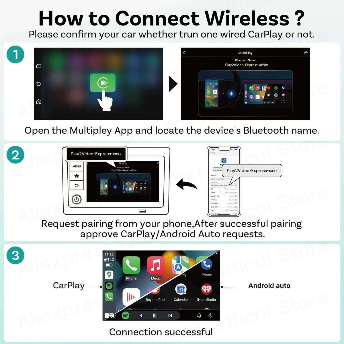 Wireless In-Car Phone Adapter with Pre-Installed Video Apps-515T2 YQK2 / 16G