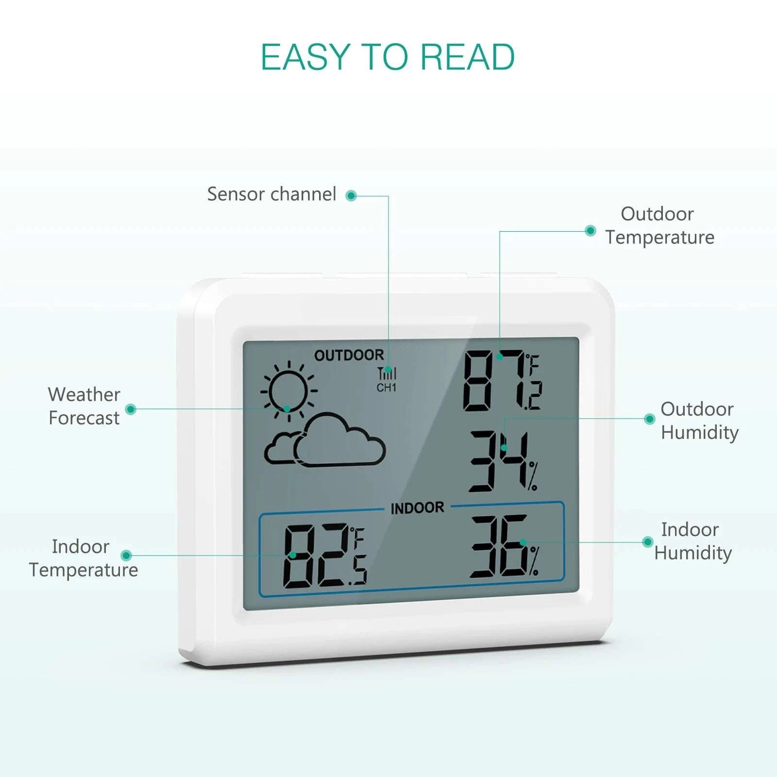Wireless Indoor Outdoor Weather Station with Temperature & Humidity Monitor-Default Title