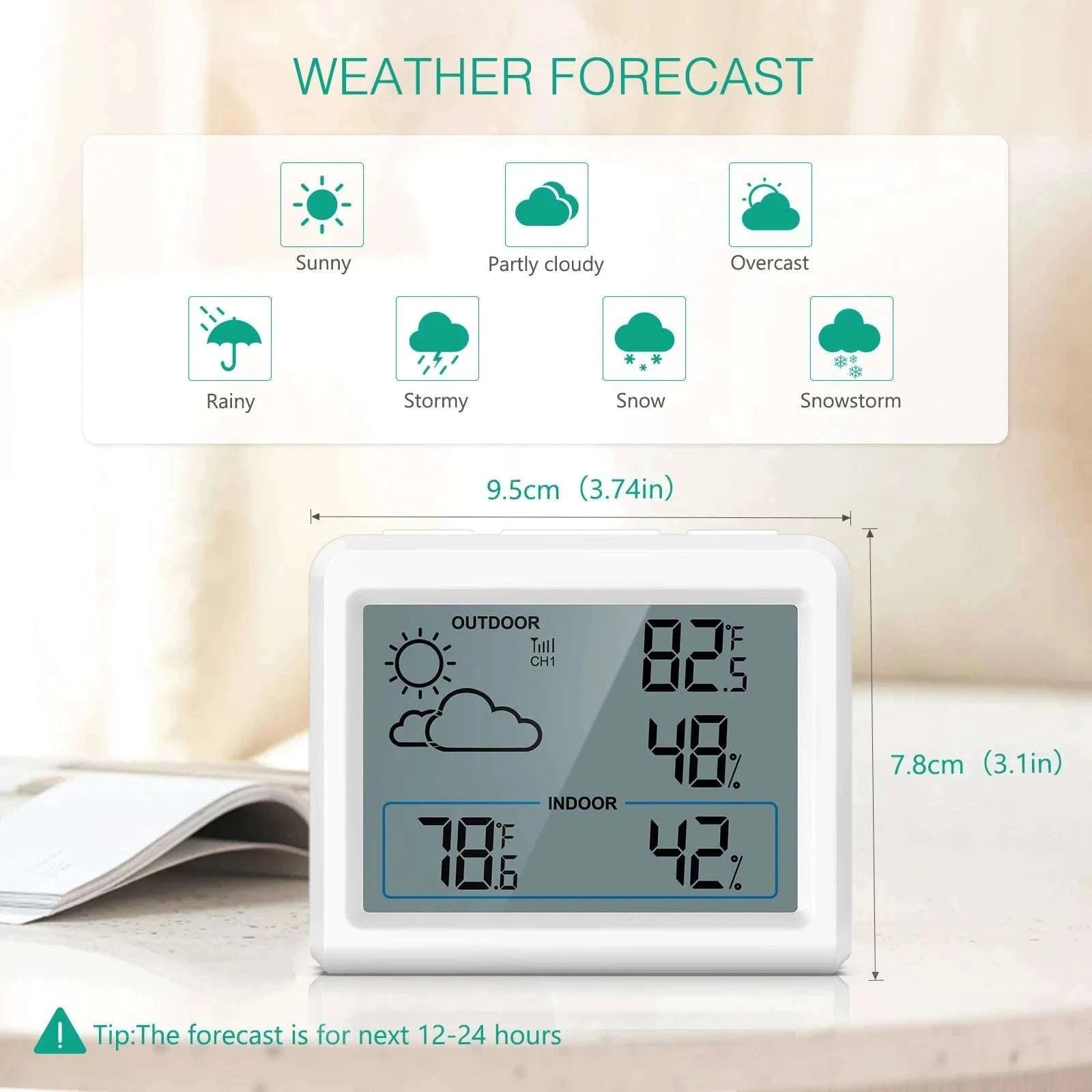 Wireless Indoor Outdoor Weather Station with Temperature & Humidity Monitor-Default Title
