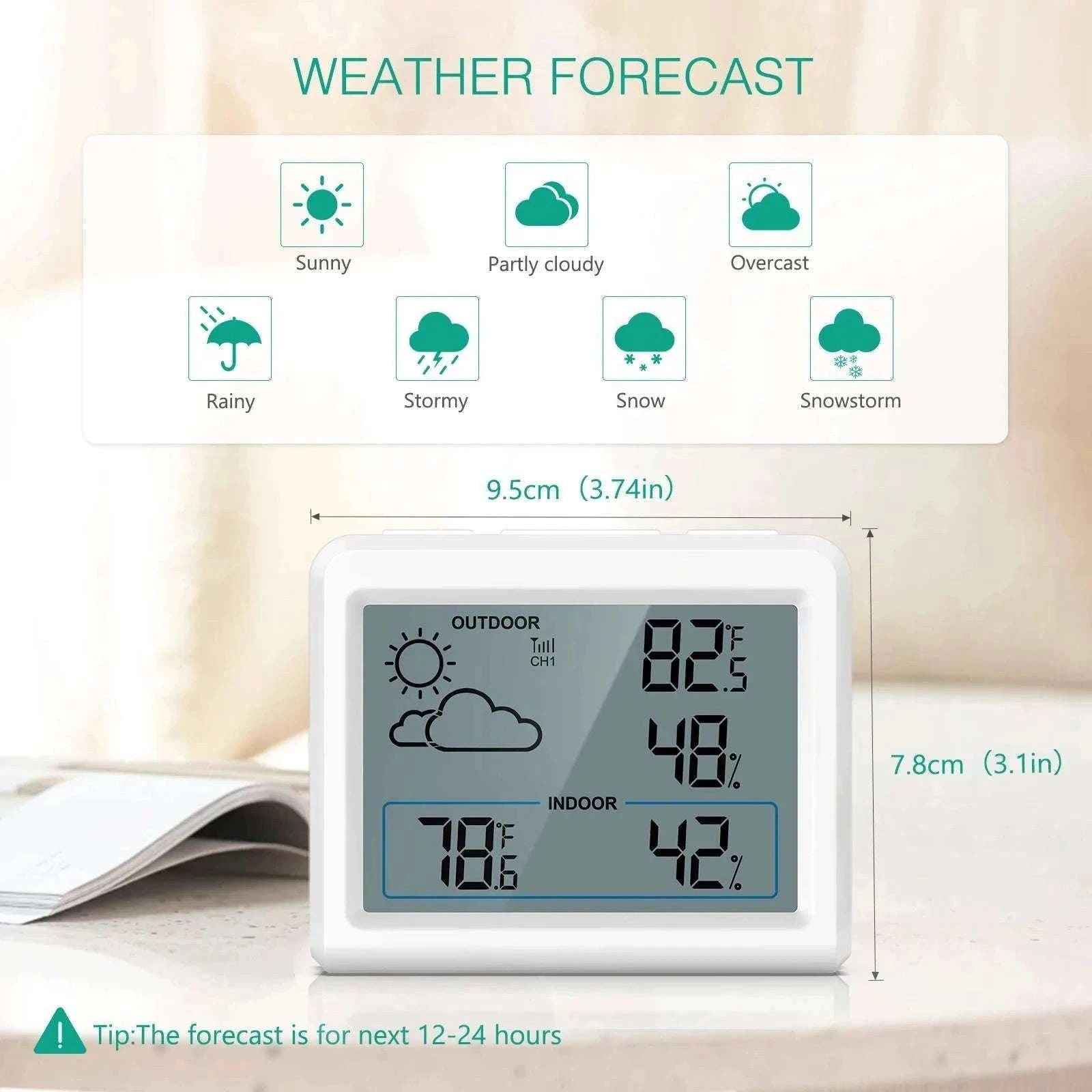 Wireless Indoor Outdoor Weather Station with Temperature & Humidity Monitor-Default Title