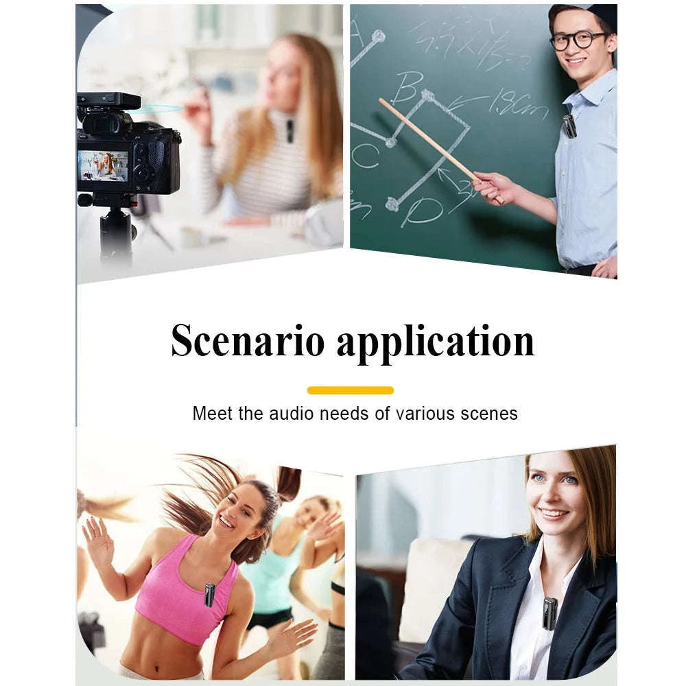 Wireless Lavalier Microphone with Charging Case and Noise Reduction-Yellow-TYPE-C