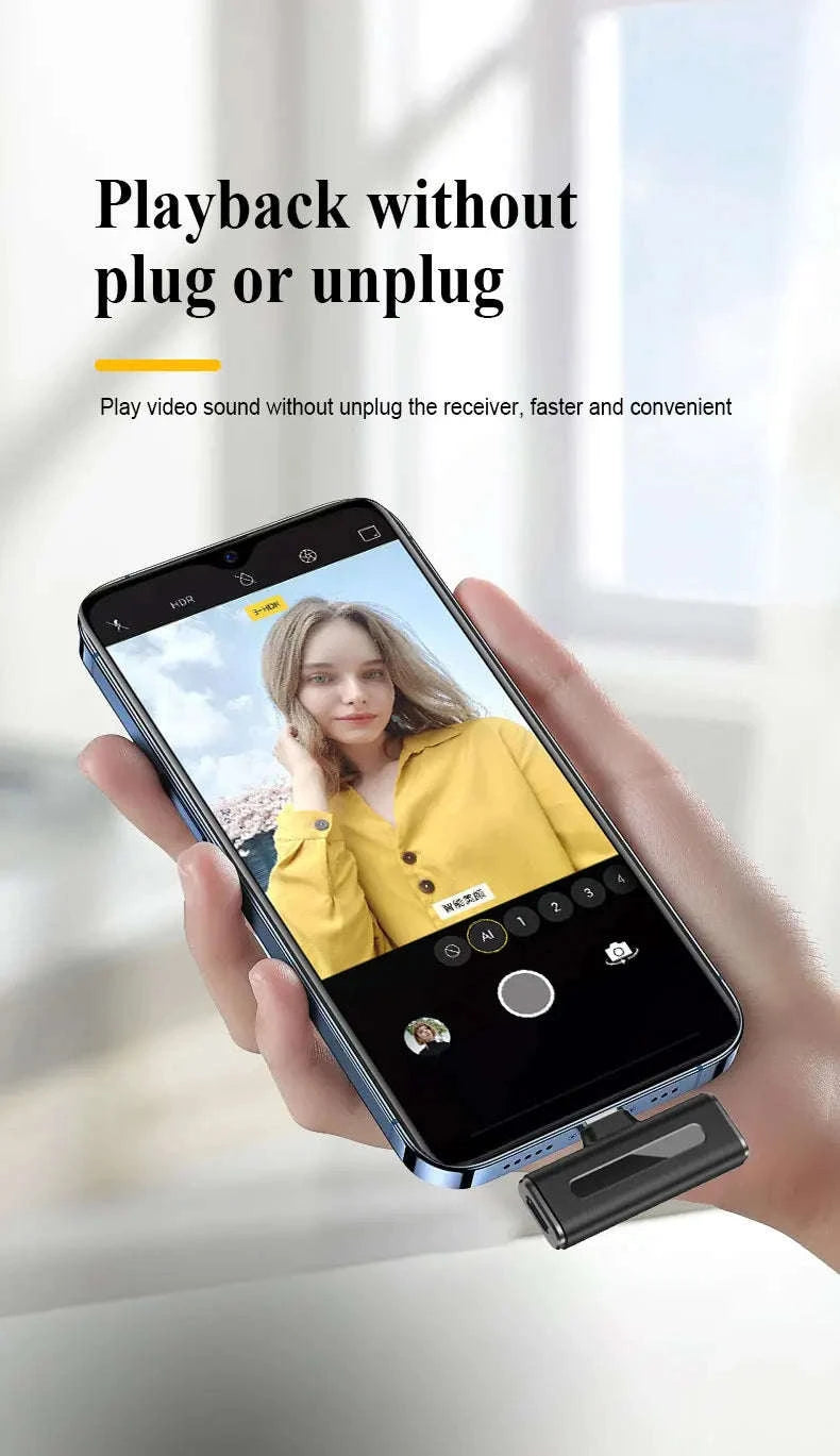 Wireless Lavalier Microphone with Charging Case and Noise Reduction-Yellow-TYPE-C